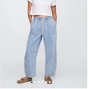 GAP Factory Mid Rise SuperSoft Pull-On Barrel Jeans